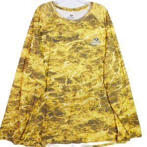 Mossy Oak Mens 3XL 54-56  Insect Repellent Fishing Shirt Yellow Long Sleeve Camo